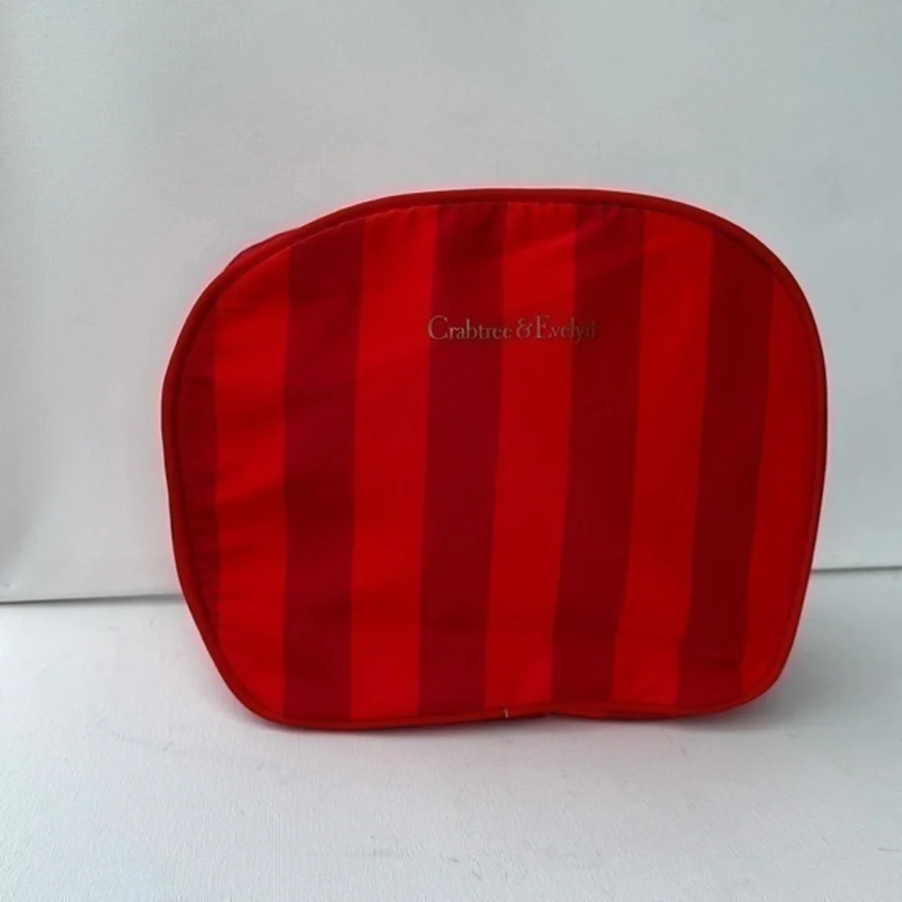 Crabtree & Evelyn Makeup Cosmetics Bag Red Striped Zipper NWOT